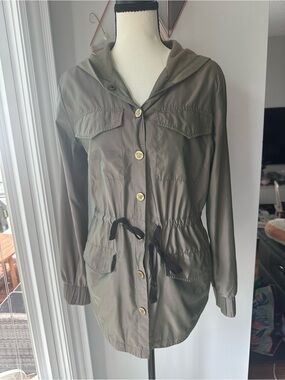 Y2K VICTORIA’S SECRET SPORT Olive Army Green Hooded Drawstring Utility Jacket XS